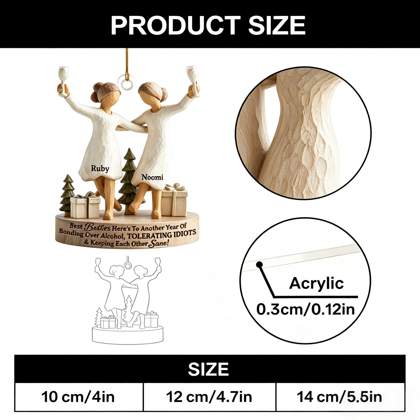Best Besties - Personalized 1-Layer Acrylic Ornament