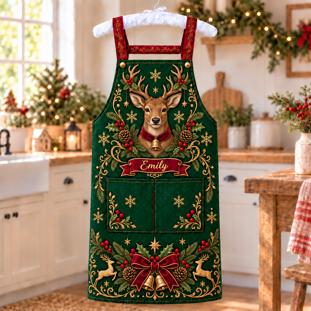🎄 Personalized Christmas Apron – For the One Who Makes Christmas Feel Like Home ❤️