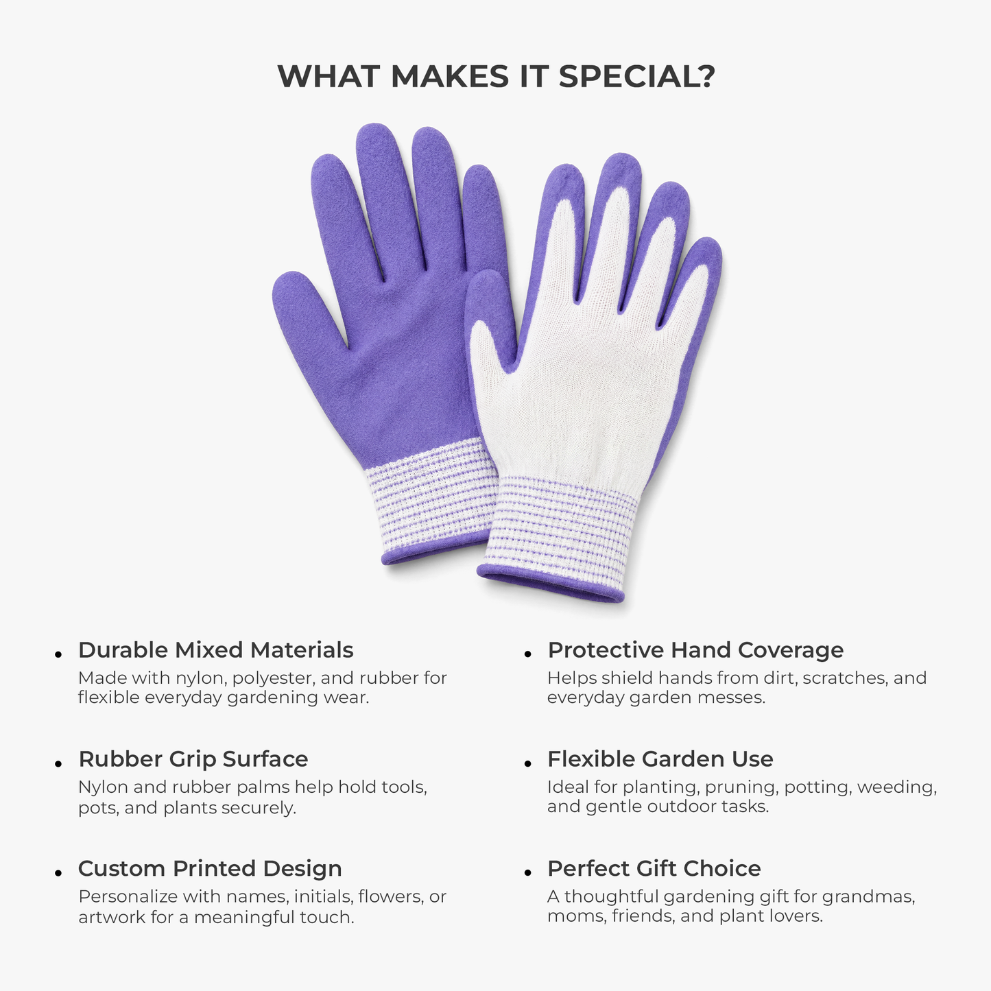 Floral Gloves with Name - Personalized Gardening Gifts for Her