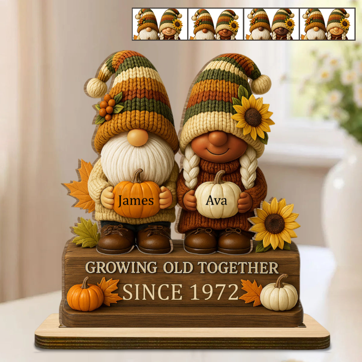 Personalized "Growing Old Together" Gnome Ornament, Gift For Couples And Grandparents