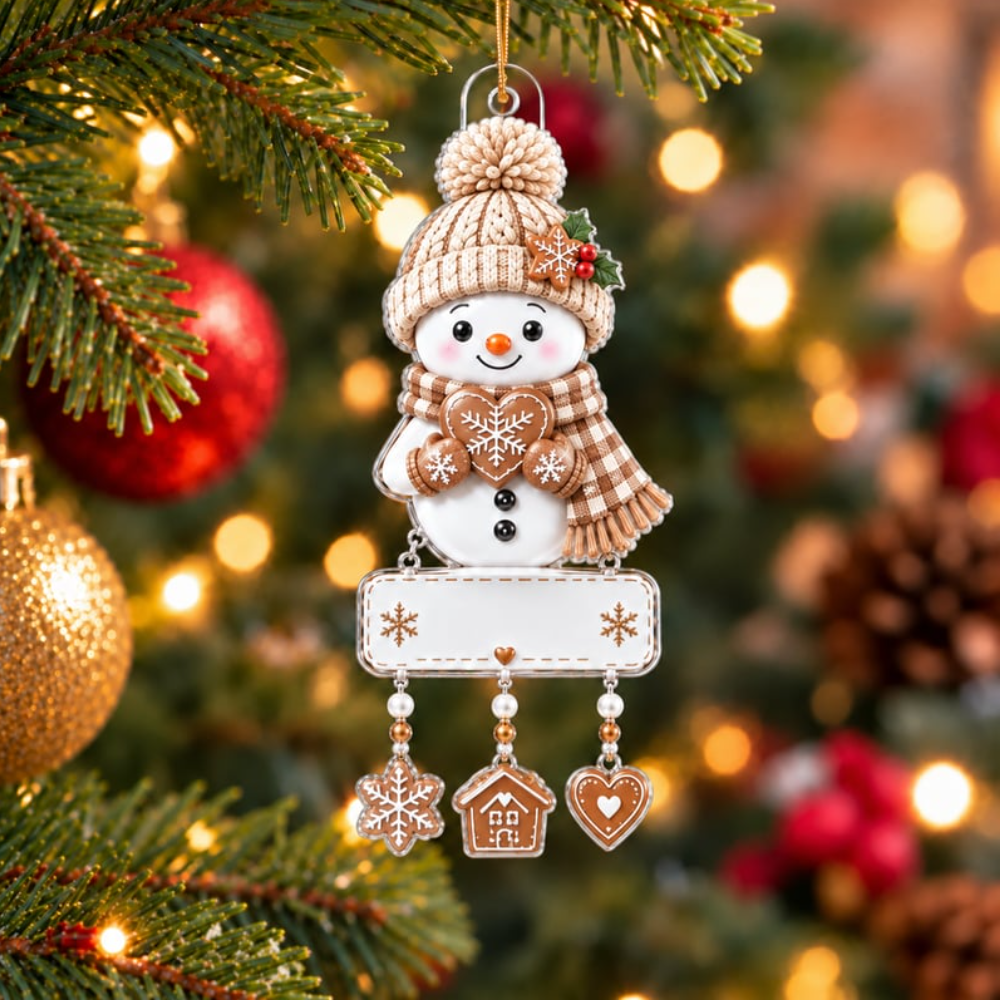 Personalized Snowman Ornament Snowman, Custom Kids Names, Family Member Names - Acrylic Ornament, Christmas Gift For Kids, Family, Teenagers Ornament Ornament