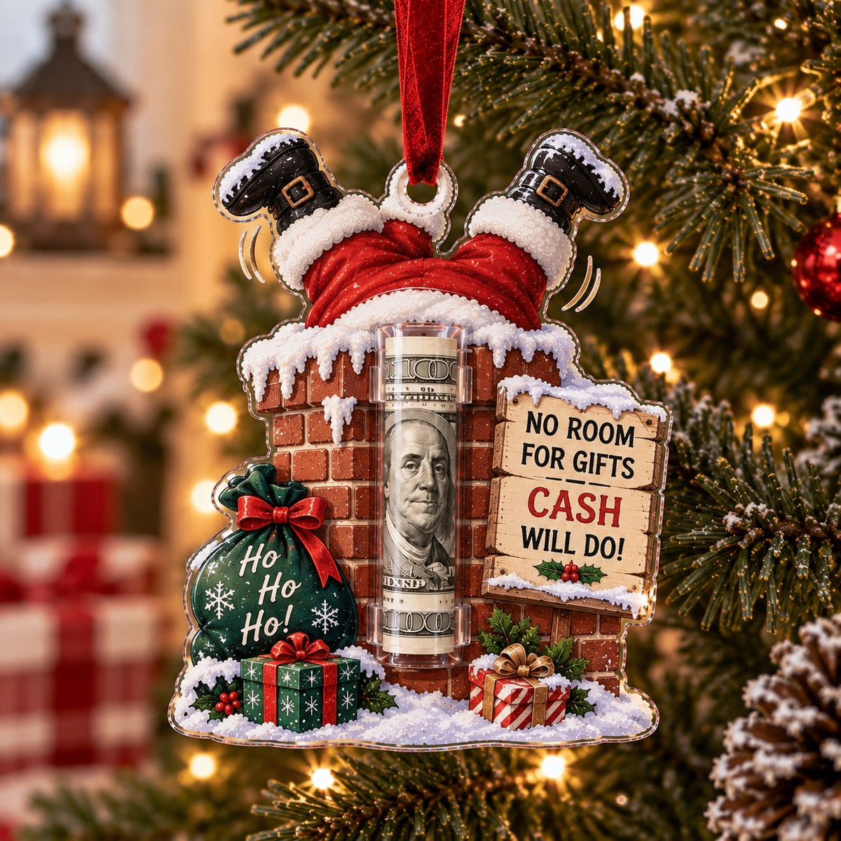 Christmas Cash Holder Ornament – Fun Money Gift Ornament for Tree