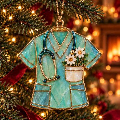 🔥Hot Sale🔥 - ✨ 2026 Nurse Appreciation Stained Glass Christmas Ornaments – Set of 6
