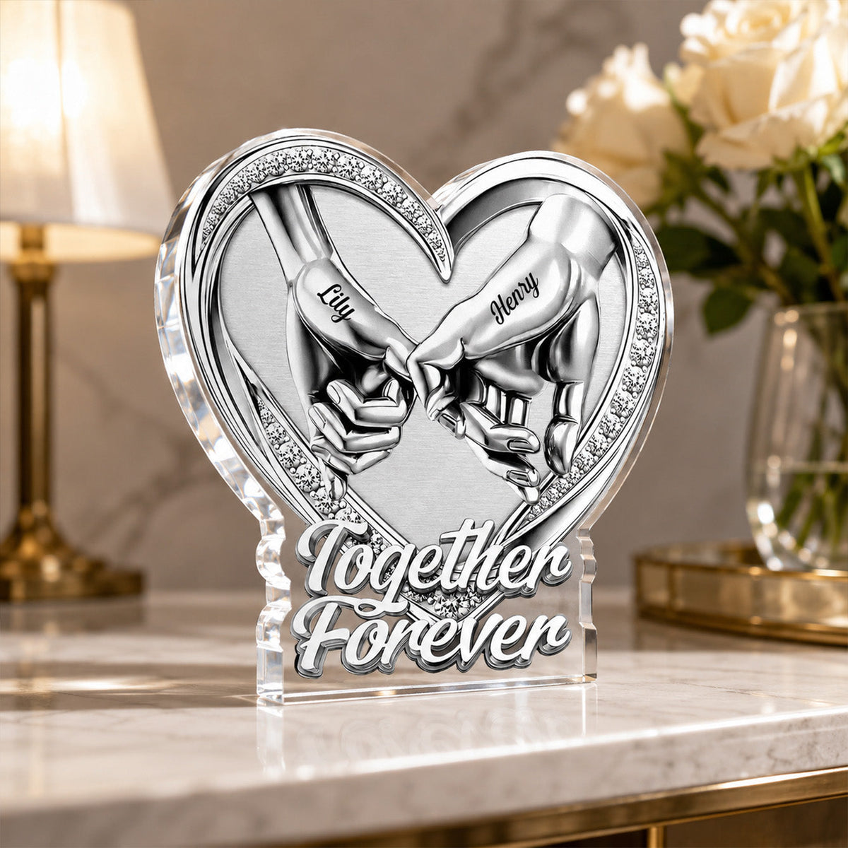 Together Forever - Personalized Custom Shape Acrylic Plaque - Romantic Gift For Couples, Husband And Wife, Him And Her