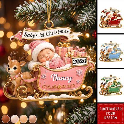 Custom First Christmas Acrylic Ornament - Personalized Christmas Baby Shower