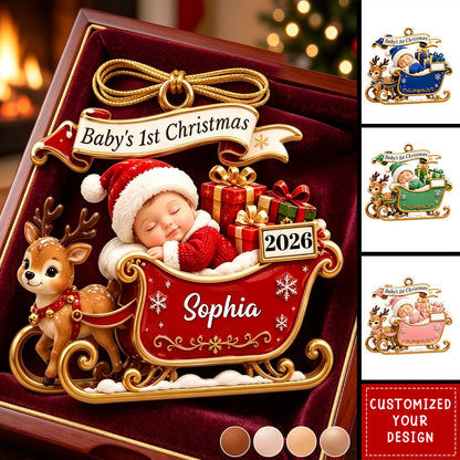 Custom First Christmas Acrylic Ornament - Personalized Christmas Baby Shower