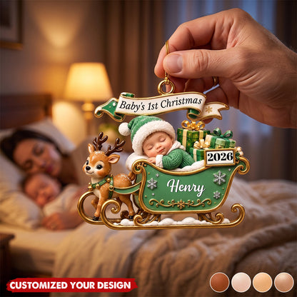 Custom First Christmas Acrylic Ornament - Personalized Christmas Baby Shower