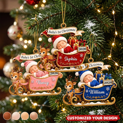 Custom First Christmas Acrylic Ornament - Personalized Christmas Baby Shower