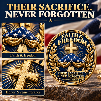 "Faith & Freedom" Commemorative Challenge Coin | Jesus Christ & The American Veteran ✝️🦅-The Ultimate Tribute to Sacrifice - Honor, Remember, Believe.