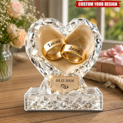 Personalized Heart Ring Couple Plaque, Gift For Engagement, Wedding, Anniversary