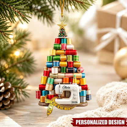 Personalized Sewing Thread Christmas Tree Ornament
