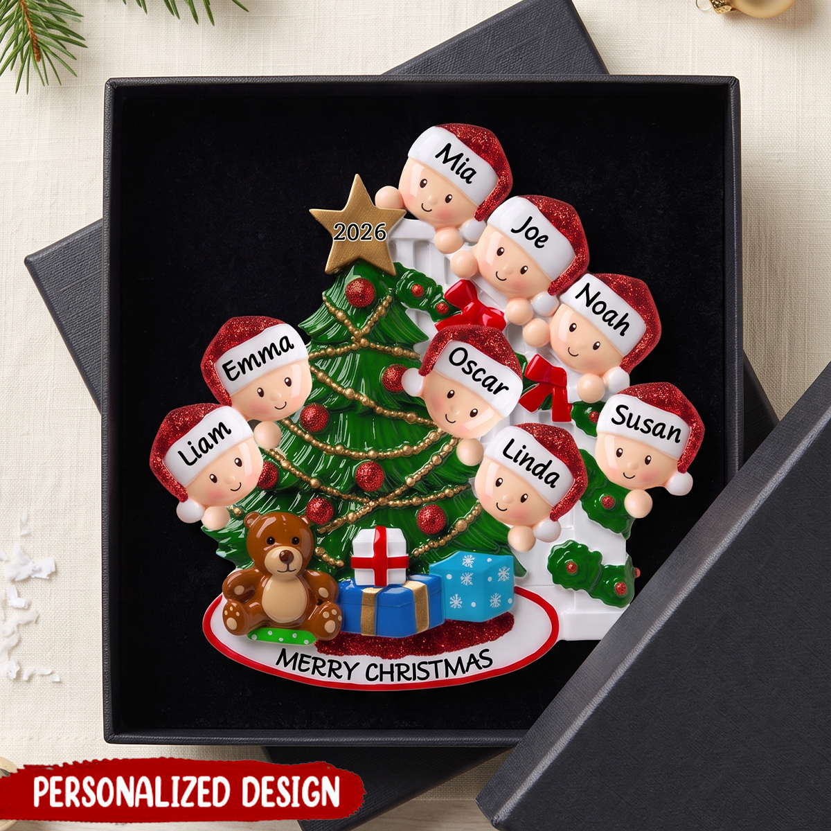 Merry Christmas - Custom Family Name Acrylic Fridge Magnet