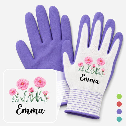 Floral Gloves with Name - Personalized Gardening Gifts for Her