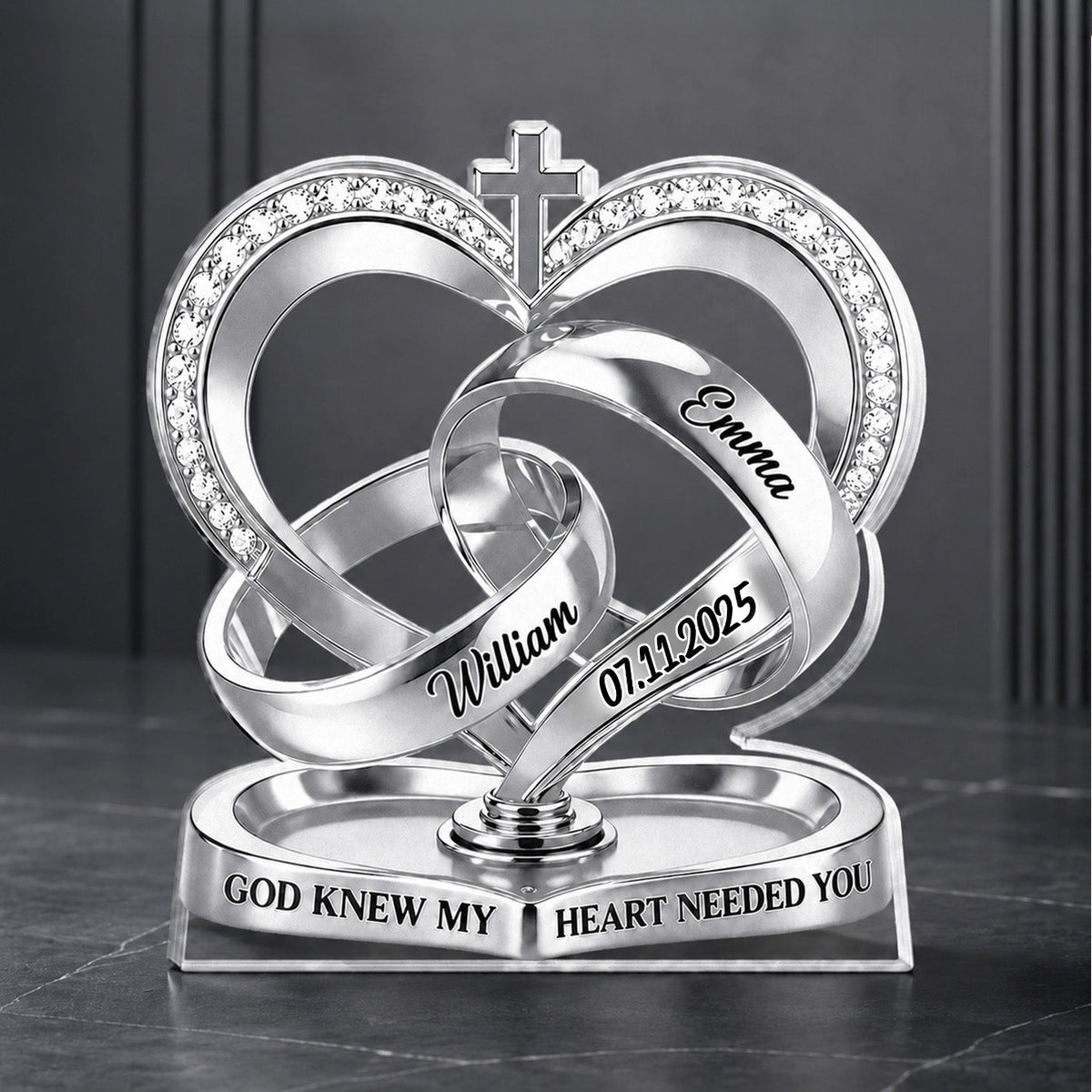 God Knew My Heart Needed You - Personalized Custom Shape Acrylic Plaque - Romantic Gift For Couple, Husband Wife
