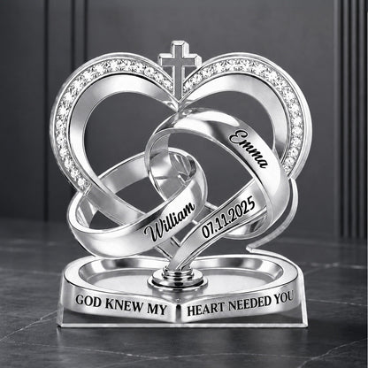 God Knew My Heart Needed You - Personalized Custom Shape Acrylic Plaque - Romantic Gift For Couple, Husband Wife