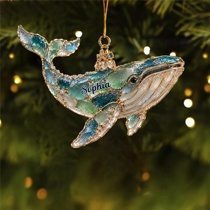 Personalized Sea Glass–Inspired Ocean Christmas Ornament – Custom Coastal Keepsake | 6 Marine Animal Designs | Gift For Ocean Lovers
