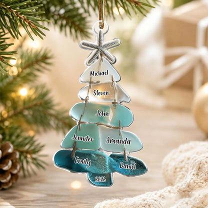 Family Sea Glass Christmas Tree - Personalized Family Ornament