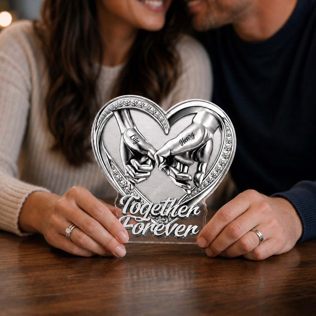 Together Forever - Personalized Custom Shape Acrylic Plaque - Romantic Gift For Couples, Husband And Wife, Him And Her