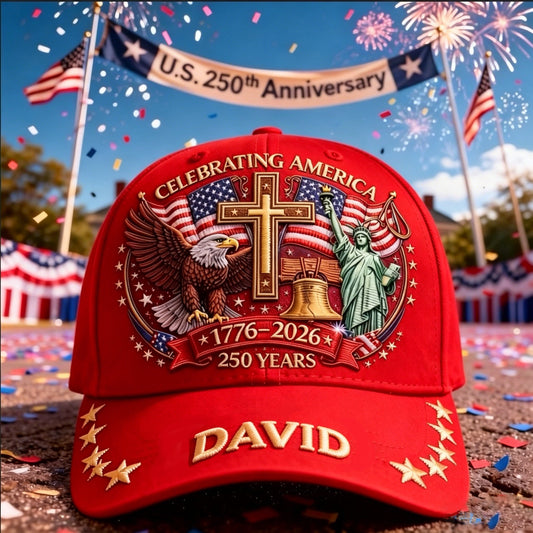 Eagle & Liberty & Cross - Personalized United States 250th Anniversary Classic Cap