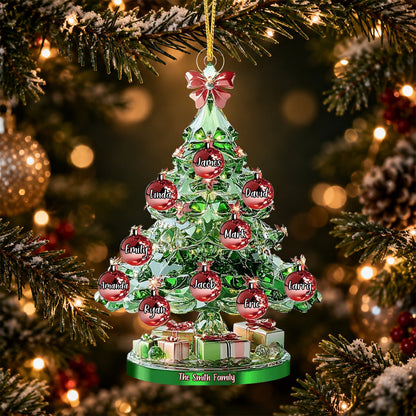 Crystal Christmas Family Tree Personalized Ornament