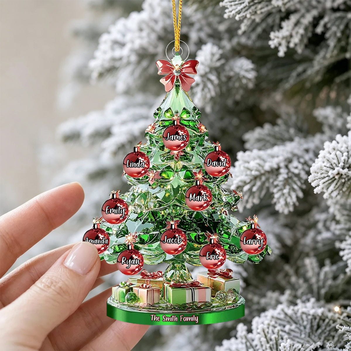 Crystal Christmas Family Tree Personalized Ornament