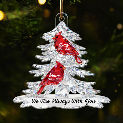 3D Effect Cardinals Memorial - Personalized Acrylic Ornament - Remembrance Gift, Sympathy Gift For Whole Family, Extended Family