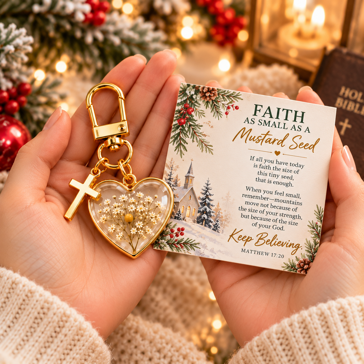 🔥Hot Sale🔥 - ✝️ Mustard Seed Faith Keychain — Keep Believing