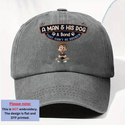 Alpha And His Dog - Personalized Custom Vintage Washed Denim Cap