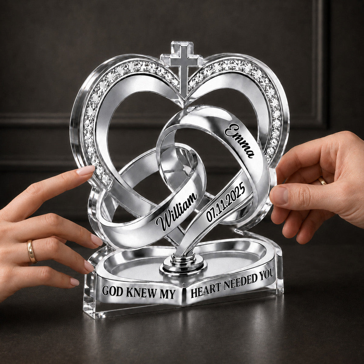 God Knew My Heart Needed You - Personalized Custom Shape Acrylic Plaque - Romantic Gift For Couple, Husband Wife