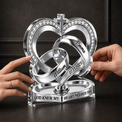 God Knew My Heart Needed You - Personalized Custom Shape Acrylic Plaque - Romantic Gift For Couple, Husband Wife