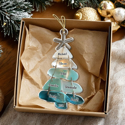 Family Sea Glass Christmas Tree - Personalized Family Ornament