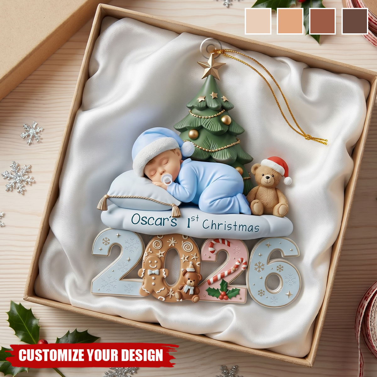 Custom Baby’s First Christmas Ornament 2026, Newborn Baby Keepsake