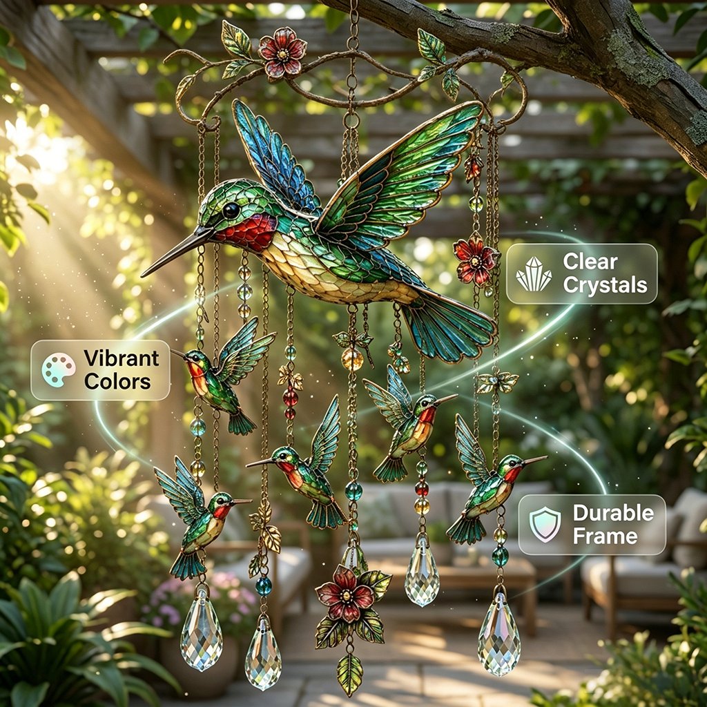 🕊️🎐Graceful Hummingbird Wind Chime| 🌬️ Whispering Wind & Shining Light