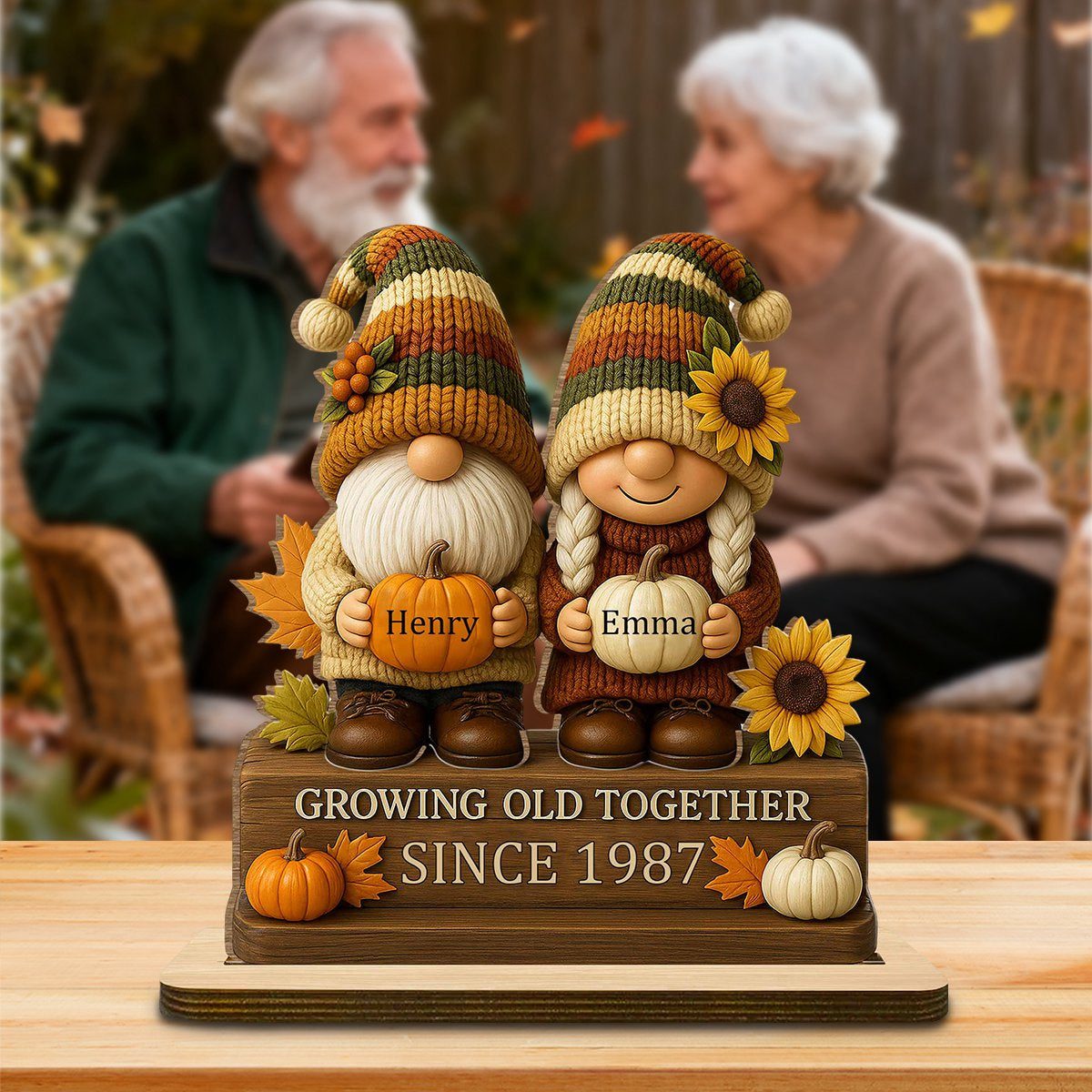 Personalized "Growing Old Together" Gnome Ornament, Gift For Couples And Grandparents