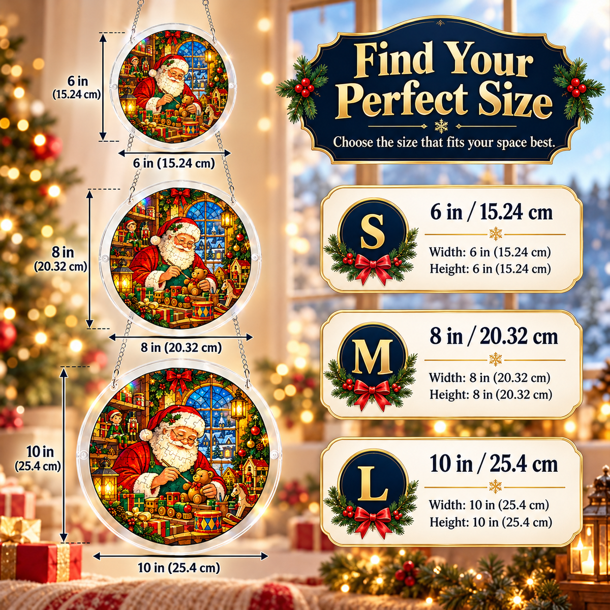 ⏳ Last Day 50% OFF —🎄 Christmas Stained Glass Puzzle Suncatcher
