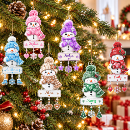 Personalized Snowman Ornament Snowman, Custom Kids Names, Family Member Names - Acrylic Ornament,  Christmas Gift For Kids, Family, Teenagers Ornament Ornament