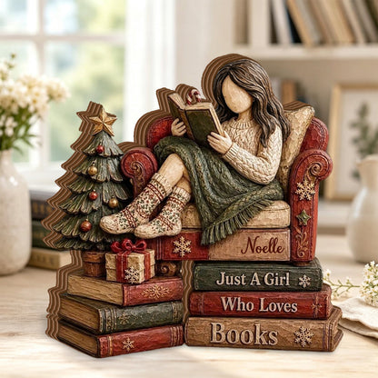 Just A Girl Who Loves Books Wooden Plaque, Personalized Book Lover Gift