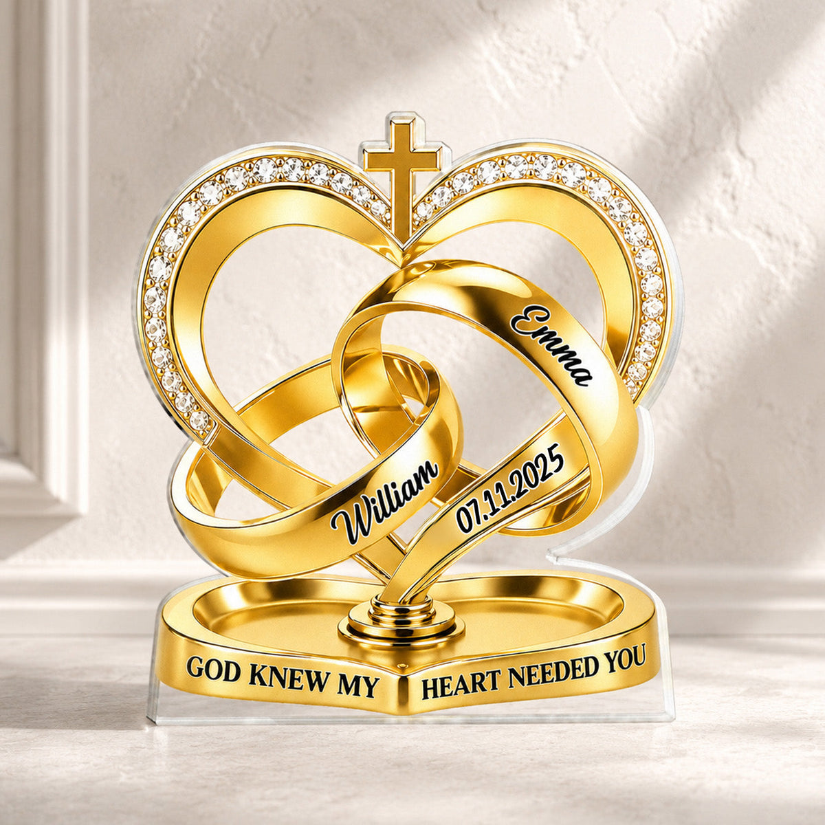 God Knew My Heart Needed You - Personalized Custom Shape Acrylic Plaque - Romantic Gift For Couple, Husband Wife