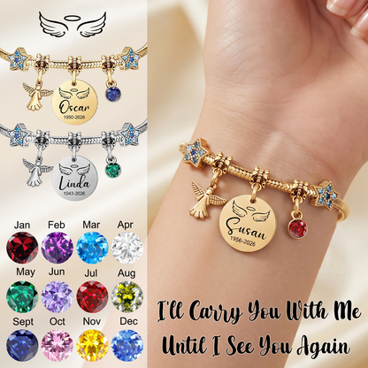 Always In My Heart, Personalized Star Angel Memorial Bracelet