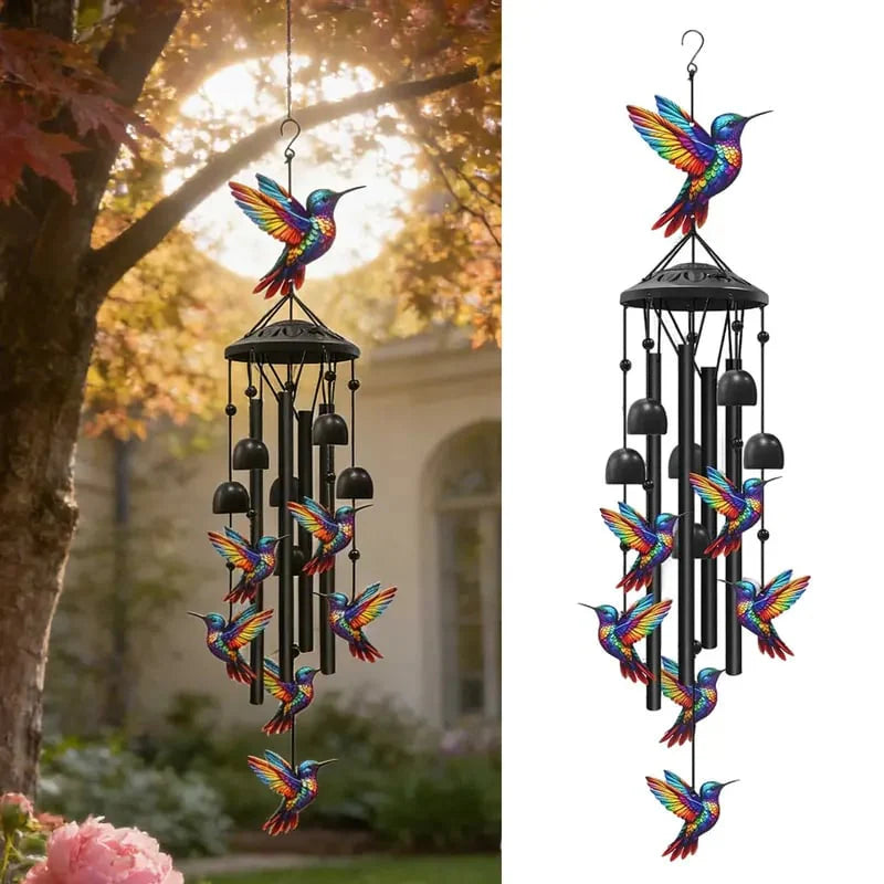 🔥Last Day 60% OFF🔥-🐦Vintage Colorful Hummingbird Wind Chime with Metal Tubes and Bells