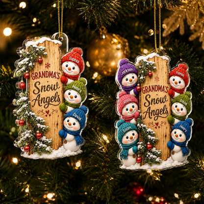 Grandma's Snow Angels - Personalized Acrylic Ornament - Christmas Gift for Grandma Ornament