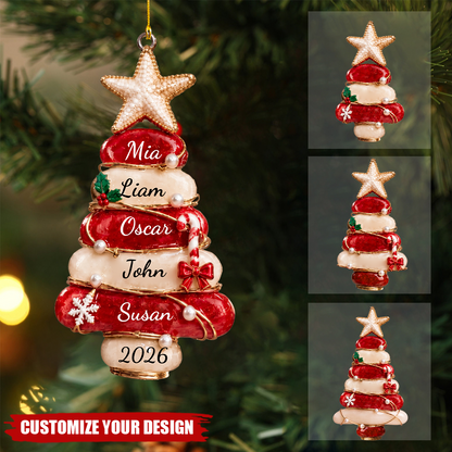 Personalized Sea Glass Stack Christmas Ornament-Custom Family Name Gift