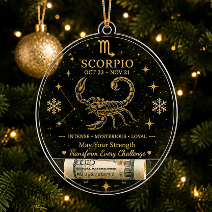 🎄✨ Zodiac Christmas Cash Ornament – 12 Astrology Signs Money Holder Keepsake Gift
