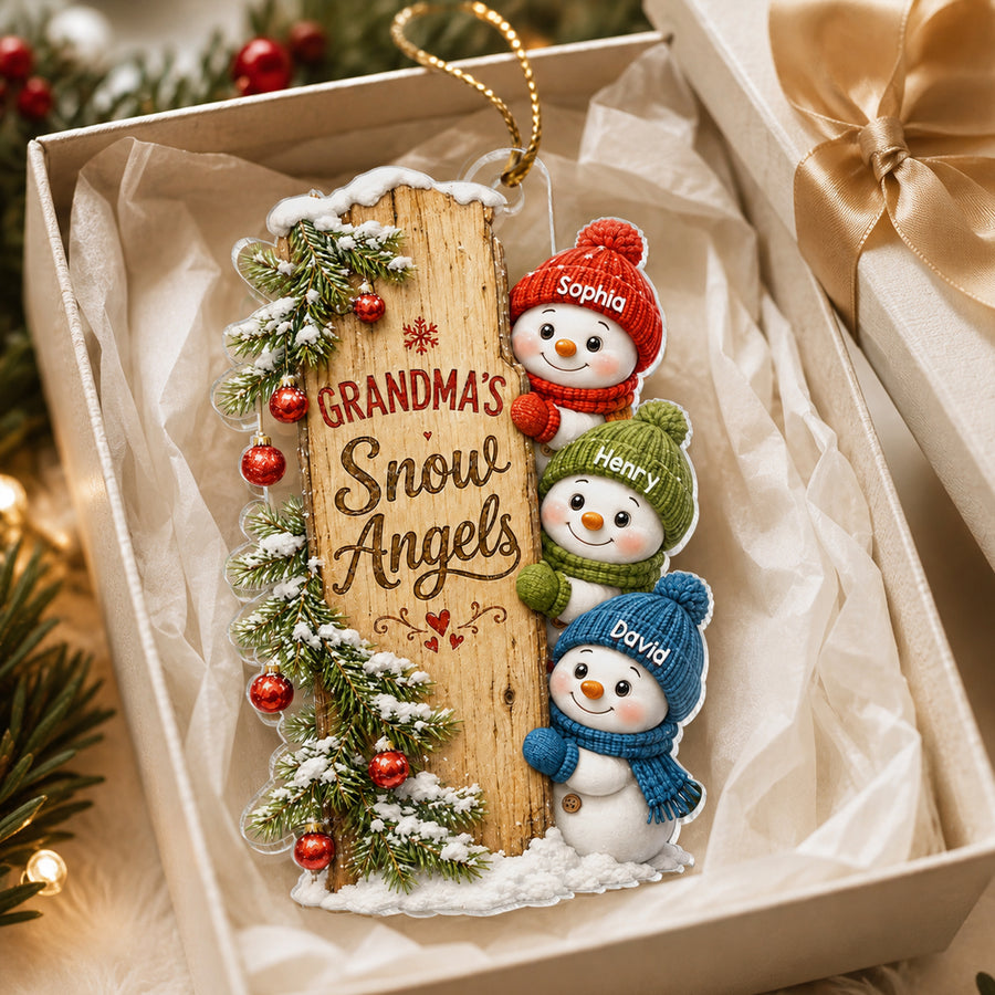 Grandma's Snow Angels - Personalized Acrylic Ornament - Christmas Gift for Grandma Ornament
