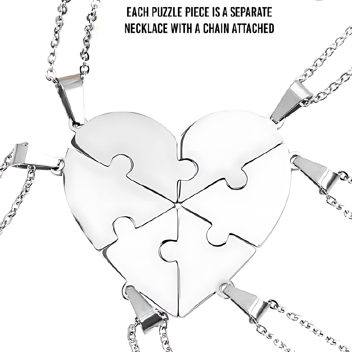 Friendship Puzzle Hearts - Personalized Heart Puzzle Name Necklace - Gift For Friend