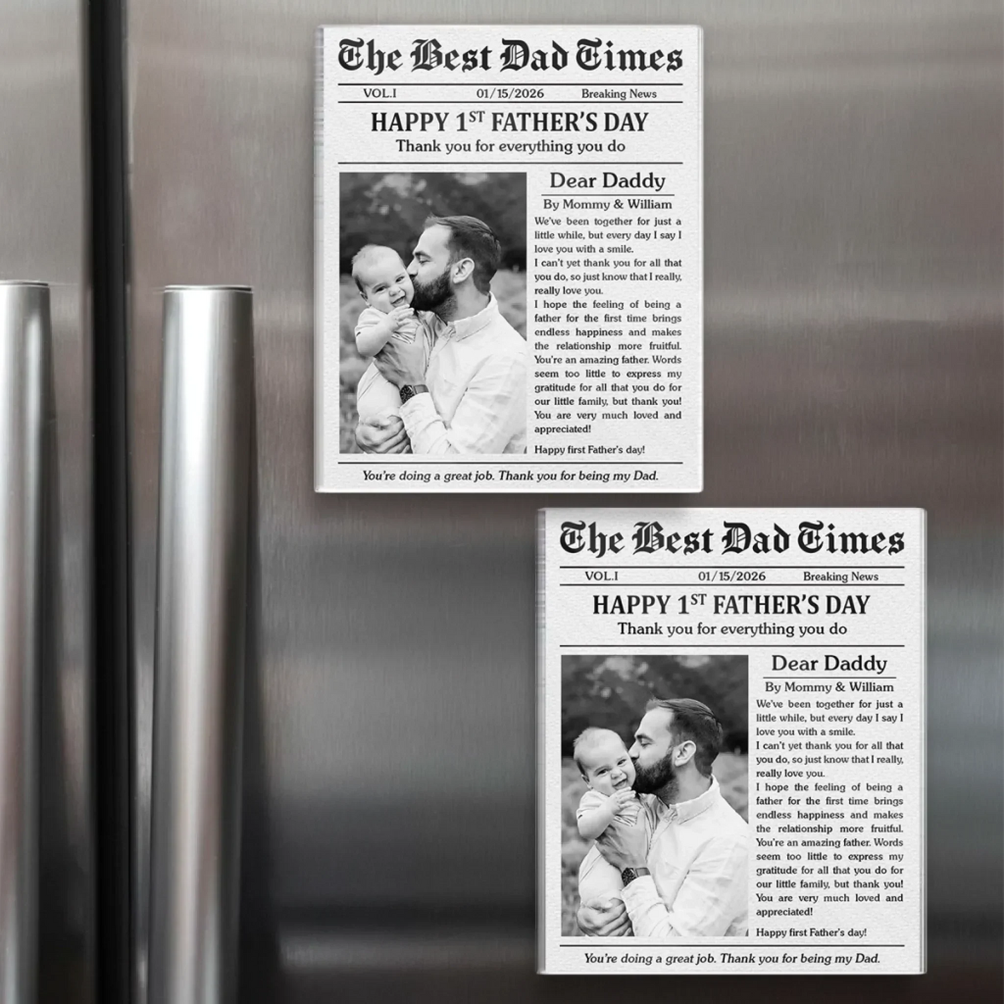 Custom Photo Acrylic Fridge Magnet - Personalized Father's Day Birthday Gifts For New Dad - The Best Dad Times