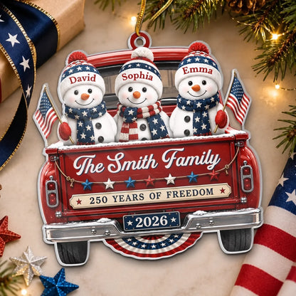 Personalized America 250th Anniversary Christmas Acrylic Ornament - Driven By Love United By Freedom