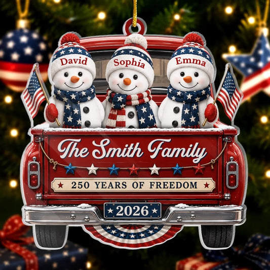 Personalized America 250th Anniversary Christmas Acrylic Ornament - Driven By Love United By Freedom