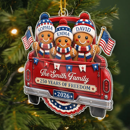 Custom Acrylic Ornament - Personalized America 250th Anniversary Christmas Gifts For Mom, Dad, Brother, Sister - Sweet Traditions Of Freedom