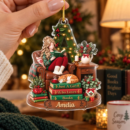 Personalized Acrylic Ornament - Christmas Gift For Book Lovers - Cozy Starts Here
